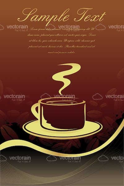 Abstract Coffee Cup in Sketch Style with Sample Text